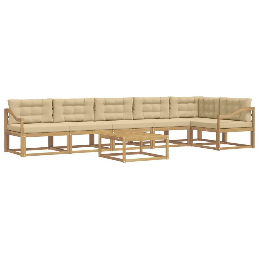 Ensemble de canapés d'extérieur 7 pcs Blanc et Beige - 2