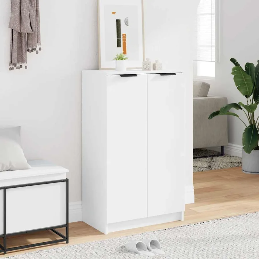 Armoire à chaussures Blanc 59x35x100,5 cm Bois d'ingénierie - 3