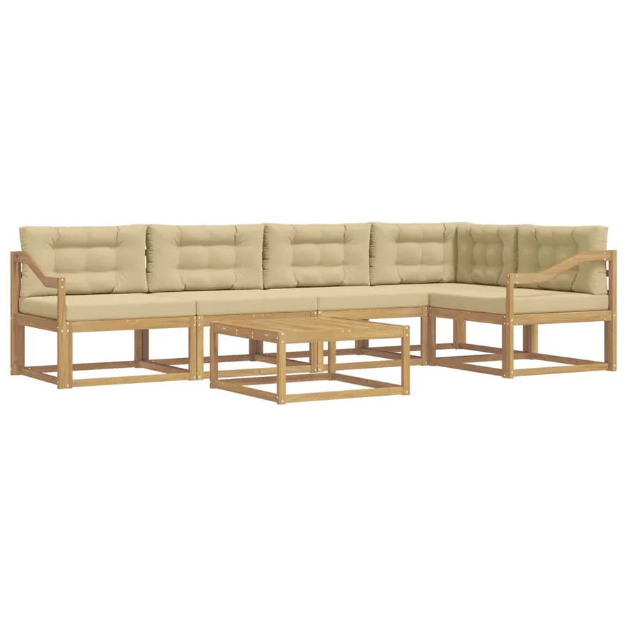 Ensemble de canapés d'extérieur 6 pcs Blanc et Beige - 2