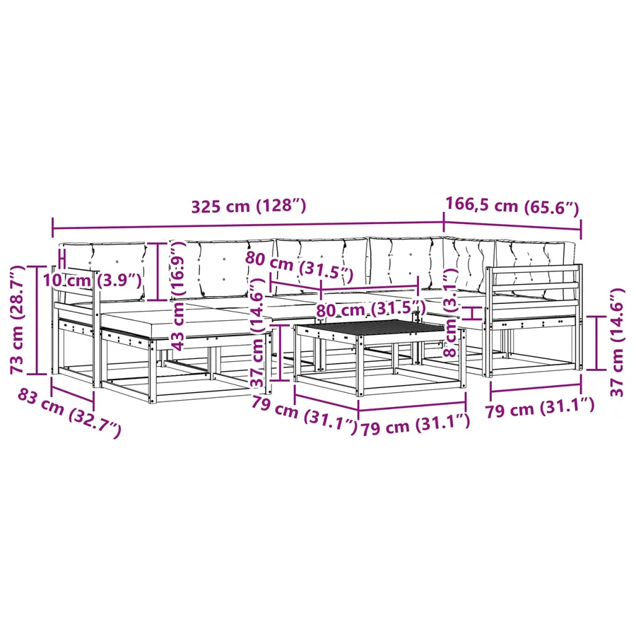 Ensemble de canapés d'extérieur 7 pcs Blanc et anthracite - 8