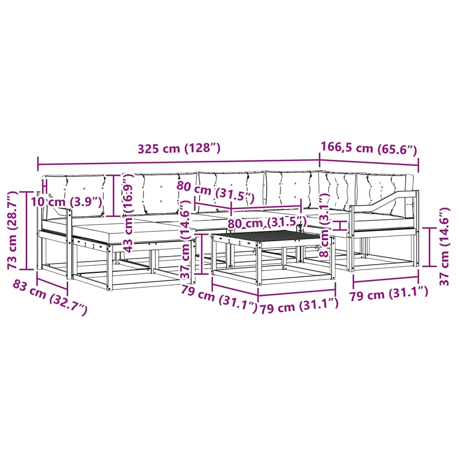 Ensemble de canapés d'extérieur 7 pcs Blanc et crème - 8