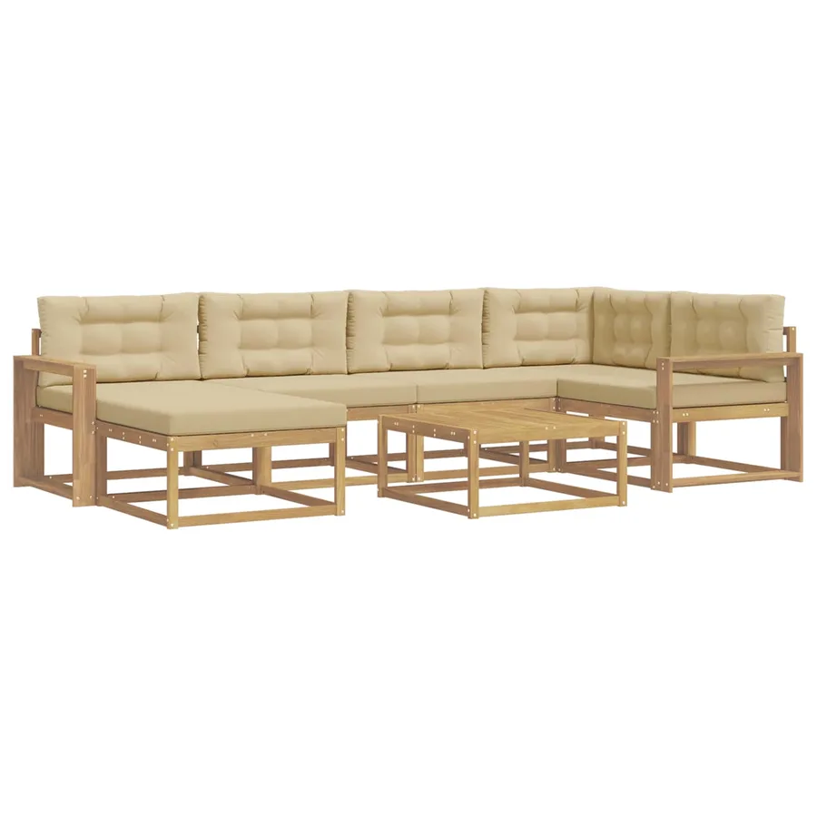 Ensemble de canapés d'extérieur 7 pcs Blanc et Beige - 2