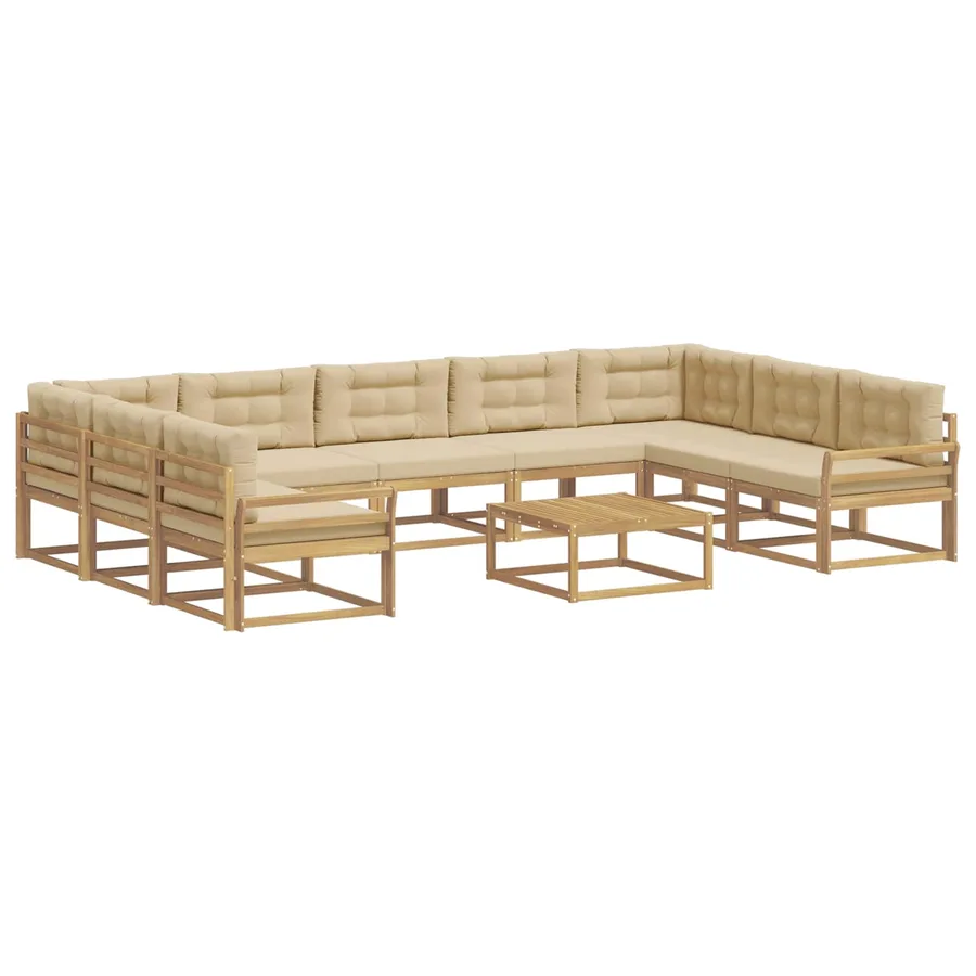 Ensemble de canapés d'extérieur 10 pcs Blanc et Beige - 2