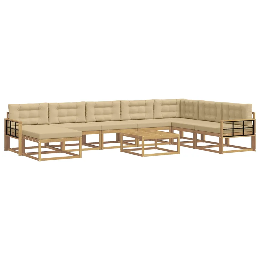 Ensemble de canapés d'extérieur 9 pcs Blanc et Beige - 2