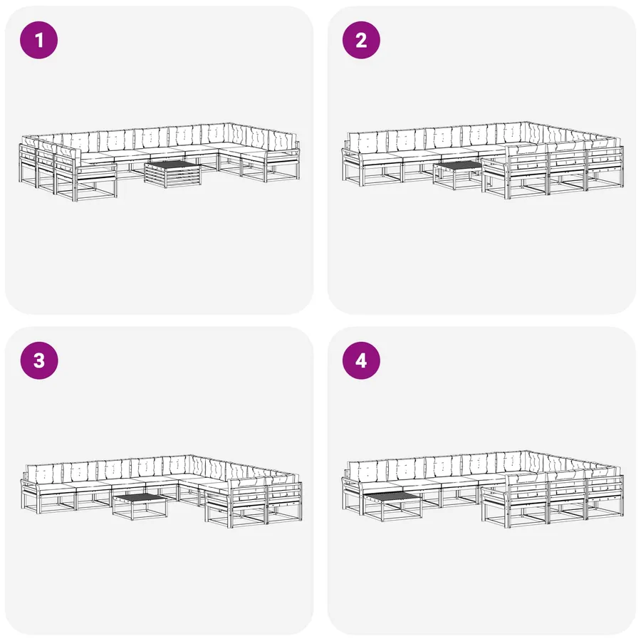 Ensemble de canapés d'extérieur 11 pcs Blanc et Beige - 7