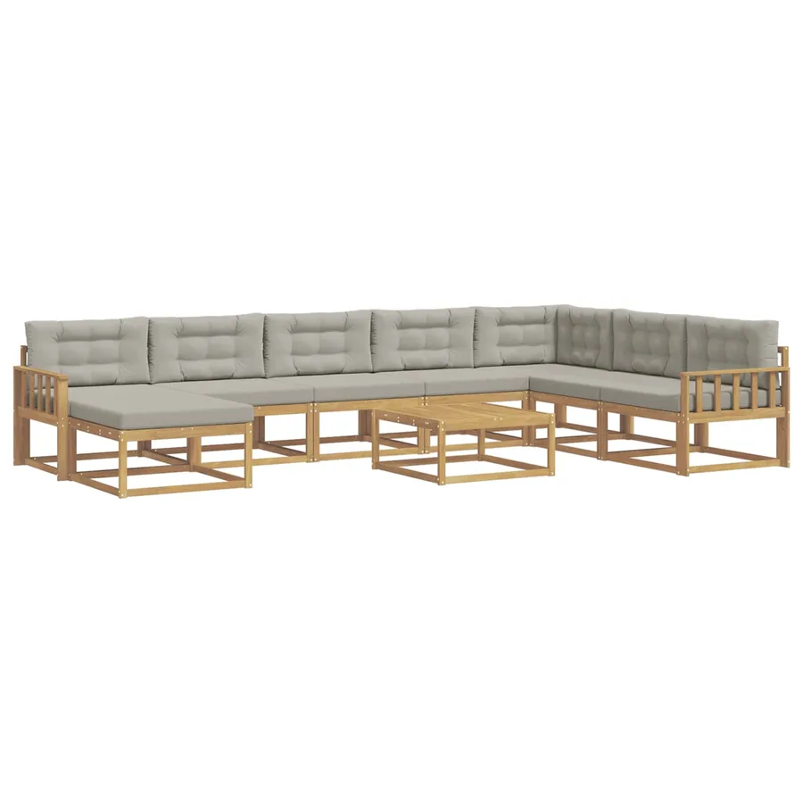 Ensemble de canapés d'extérieur 9 pcs Blanc et gris clair - 2