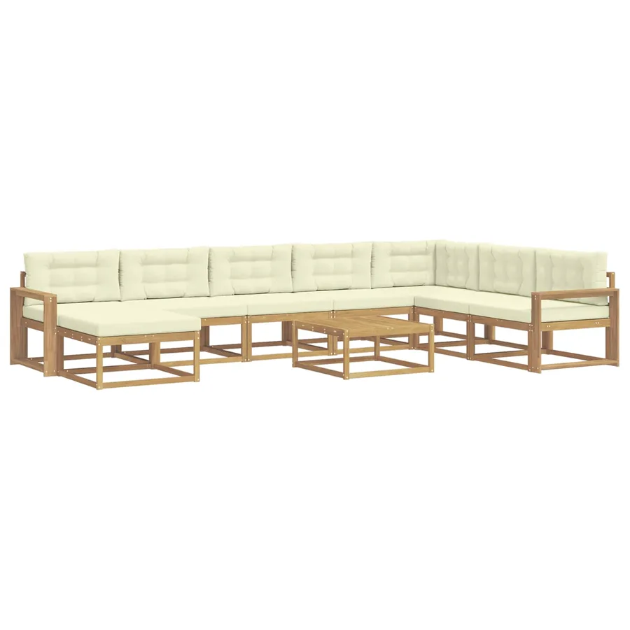 Ensemble de canapés d'extérieur 9 pcs Blanc et crème - 2