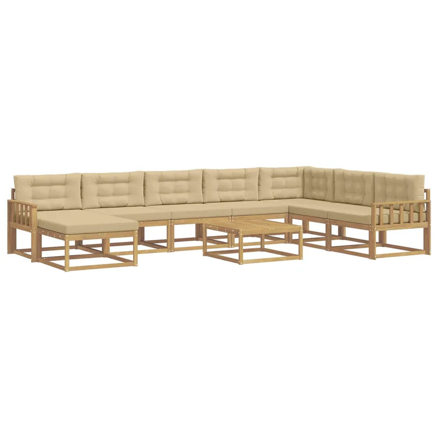 Ensemble de canapés d'extérieur 9 pcs Blanc et Beige - 2
