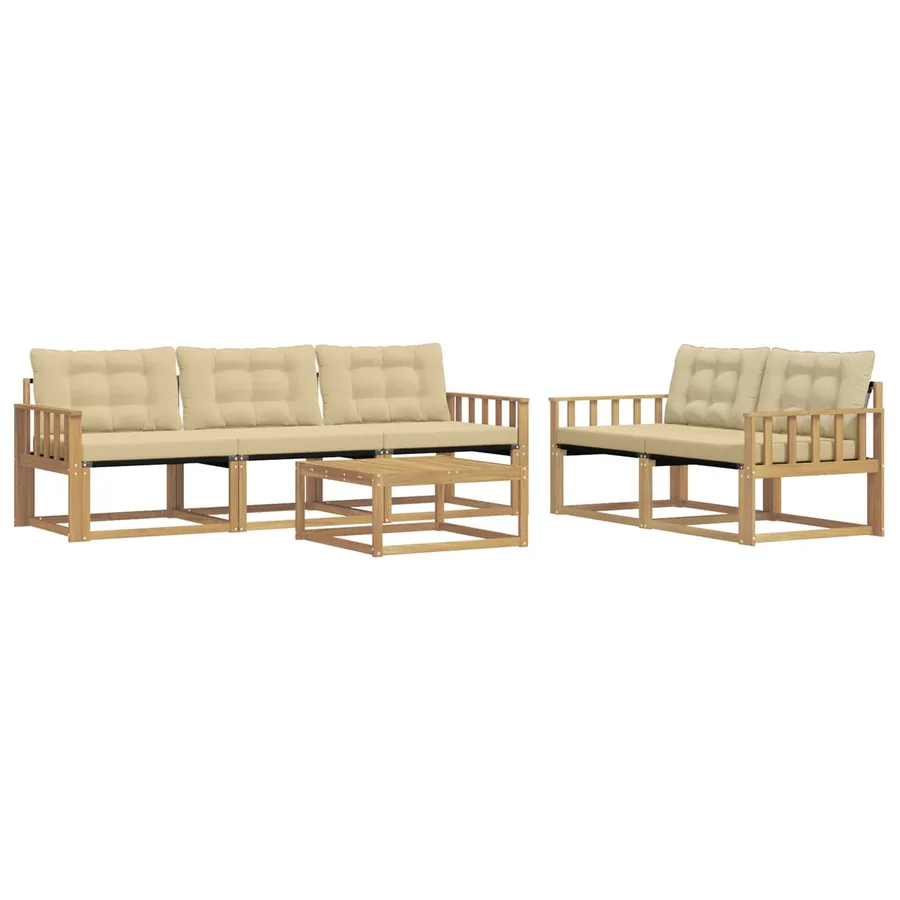 Ensemble de canapés d'extérieur 6 pcs Blanc et Beige - 2
