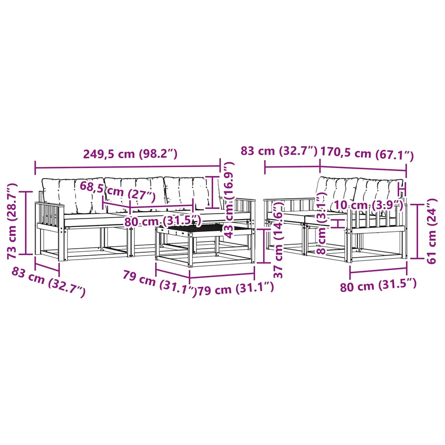 Ensemble de canapés d'extérieur 6 pcs Blanc et Beige - 8