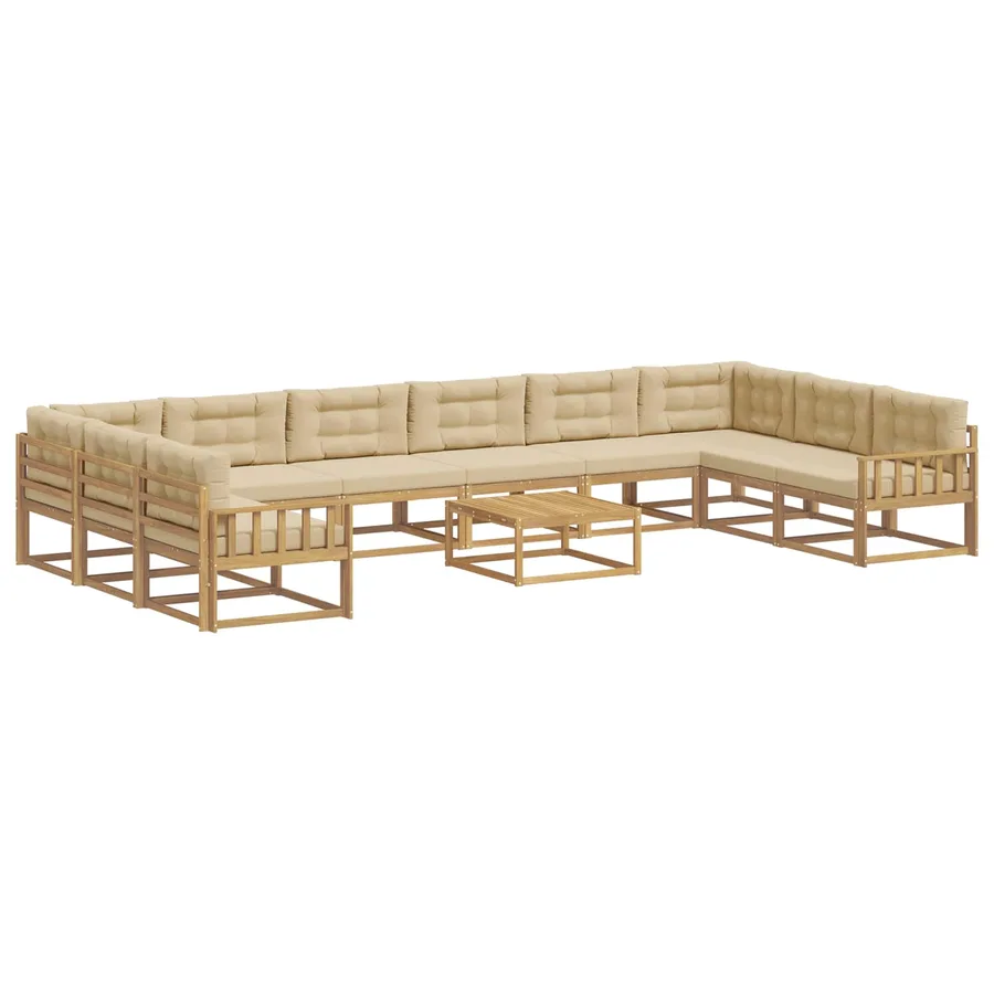 Ensemble de canapés d'extérieur 11 pcs Blanc et Beige - 2