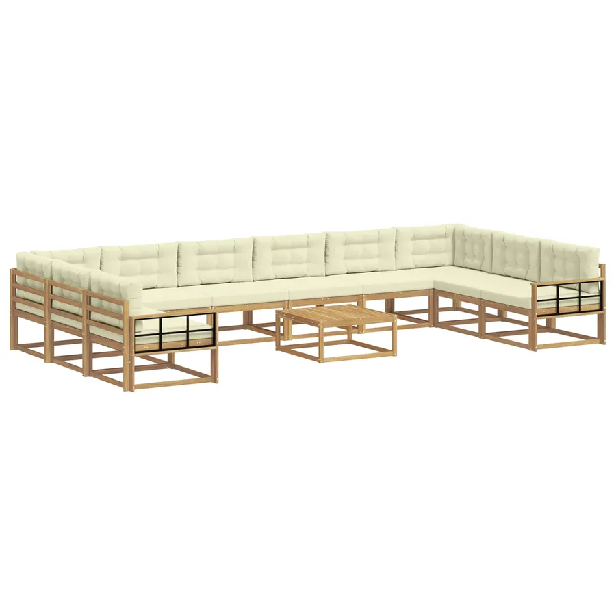 Ensemble de canapés d'extérieur 11 pcs Blanc et crème - 2