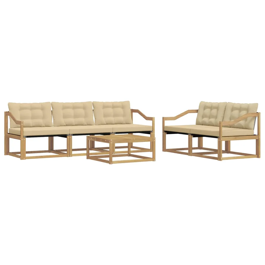Ensemble de canapés d'extérieur 6 pcs Blanc et Beige - 2
