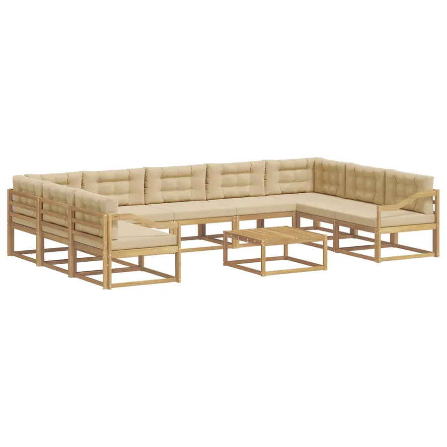 Ensemble de canapés d'extérieur 10 pcs Blanc et Beige - 2