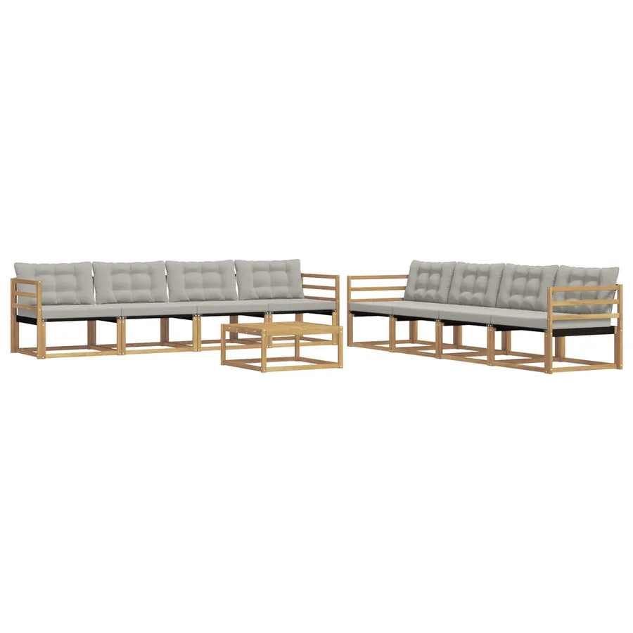 Ensemble de canapés d'extérieur 9 pcs Blanc et gris clair - 2