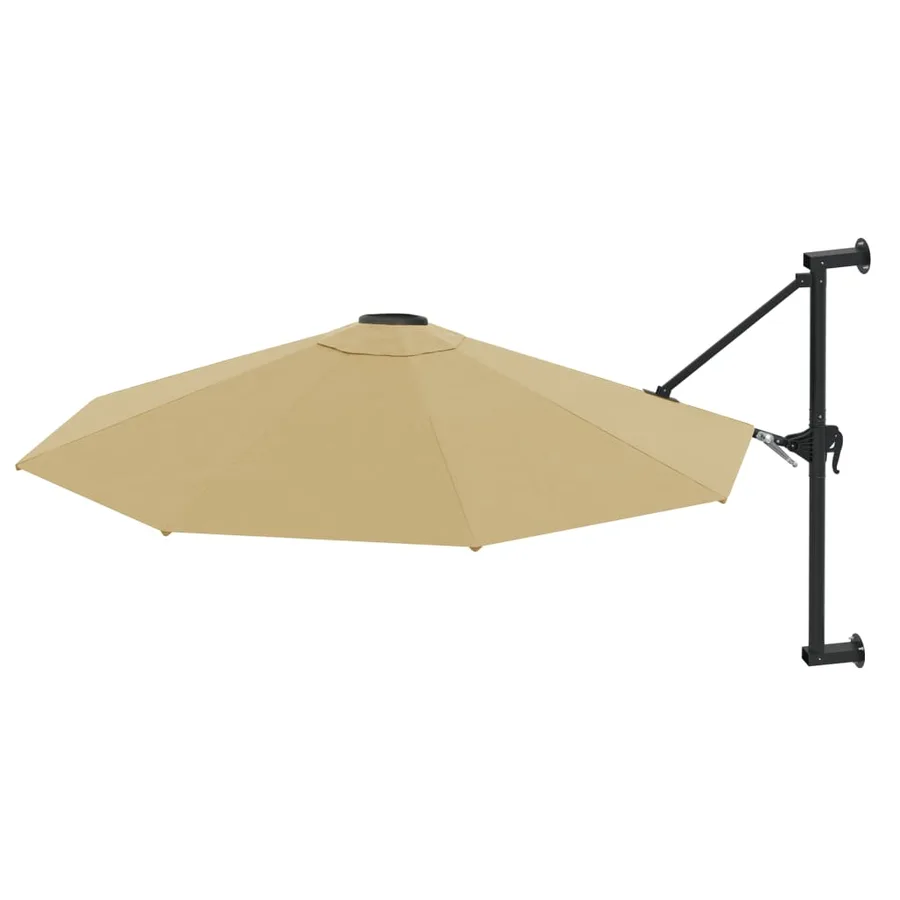 Parasol mural avec mât métallique 300 cm Taupe - 2