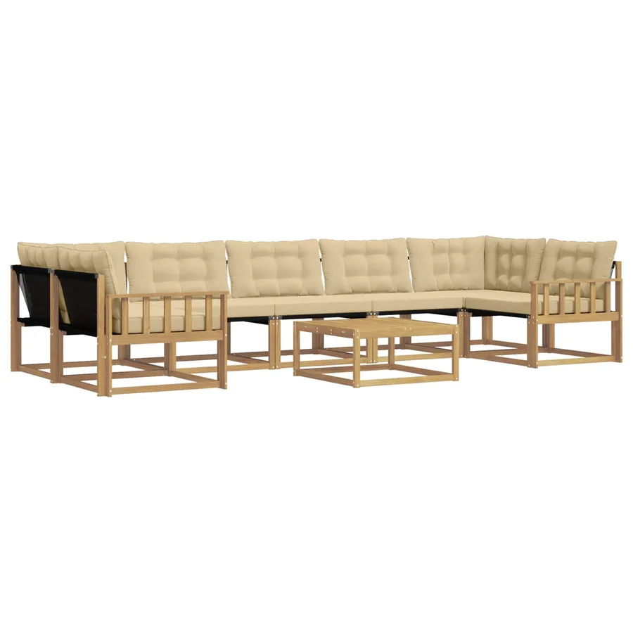 Ensemble de canapés d'extérieur 8 pcs Blanc et Beige - 2