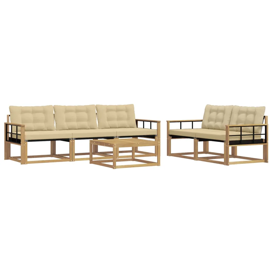 Ensemble de canapés d'extérieur 6 pcs Blanc et Beige - 2