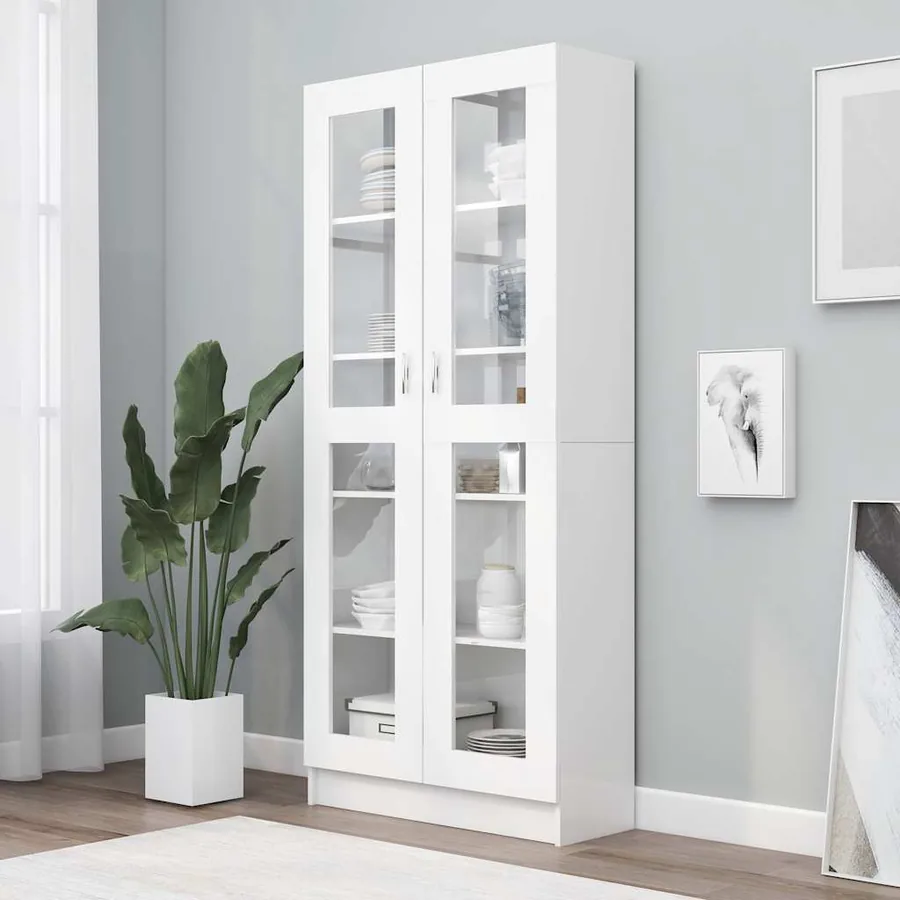 Armoire à vitrine Blanc 82,5x30,5x185 cm Bois d'ingénierie