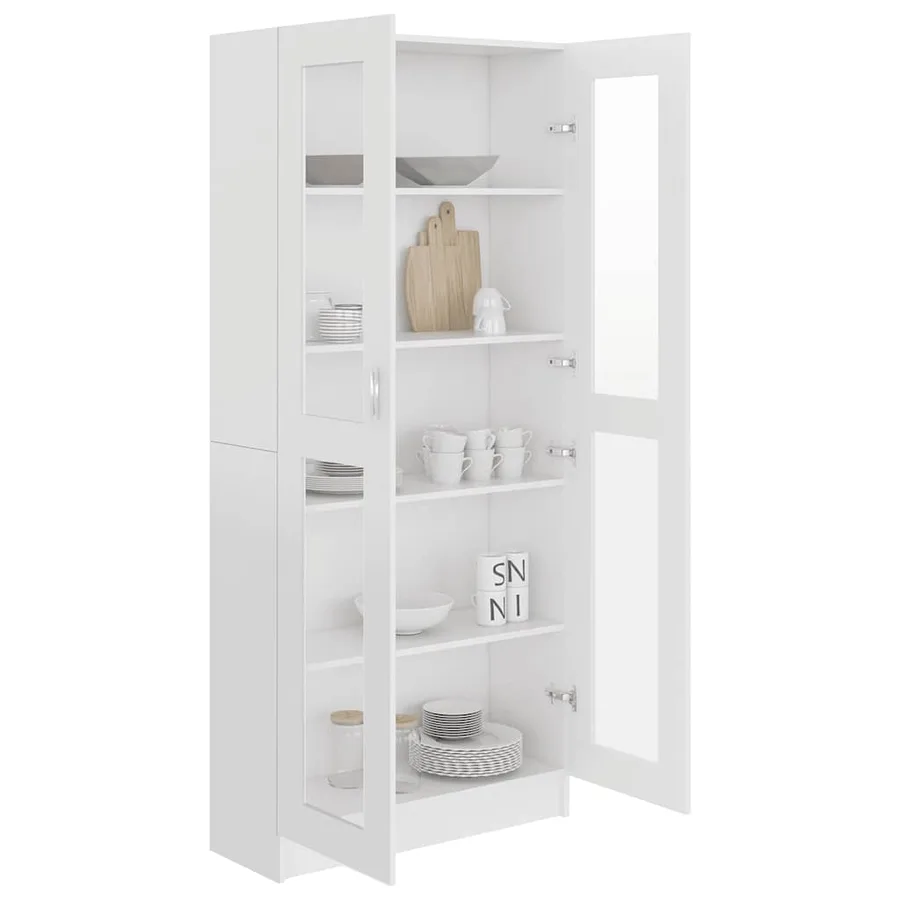 Armoire à vitrine Blanc 82,5x30,5x185 cm Bois d'ingénierie - 7