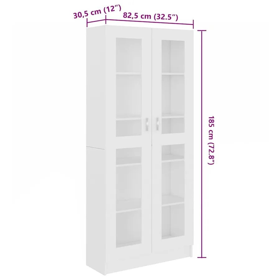 Armoire à vitrine Blanc 82,5x30,5x185 cm Bois d'ingénierie - 8