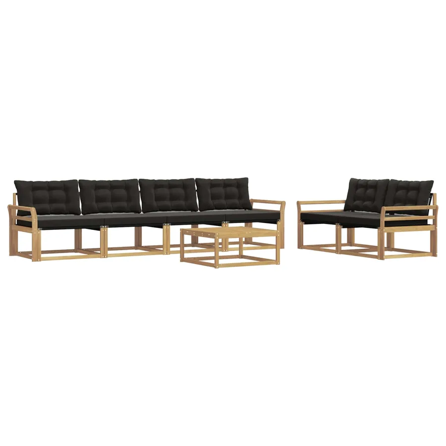 Ensemble de canapés d'extérieur 7 pcs Blanc et noir - 2
