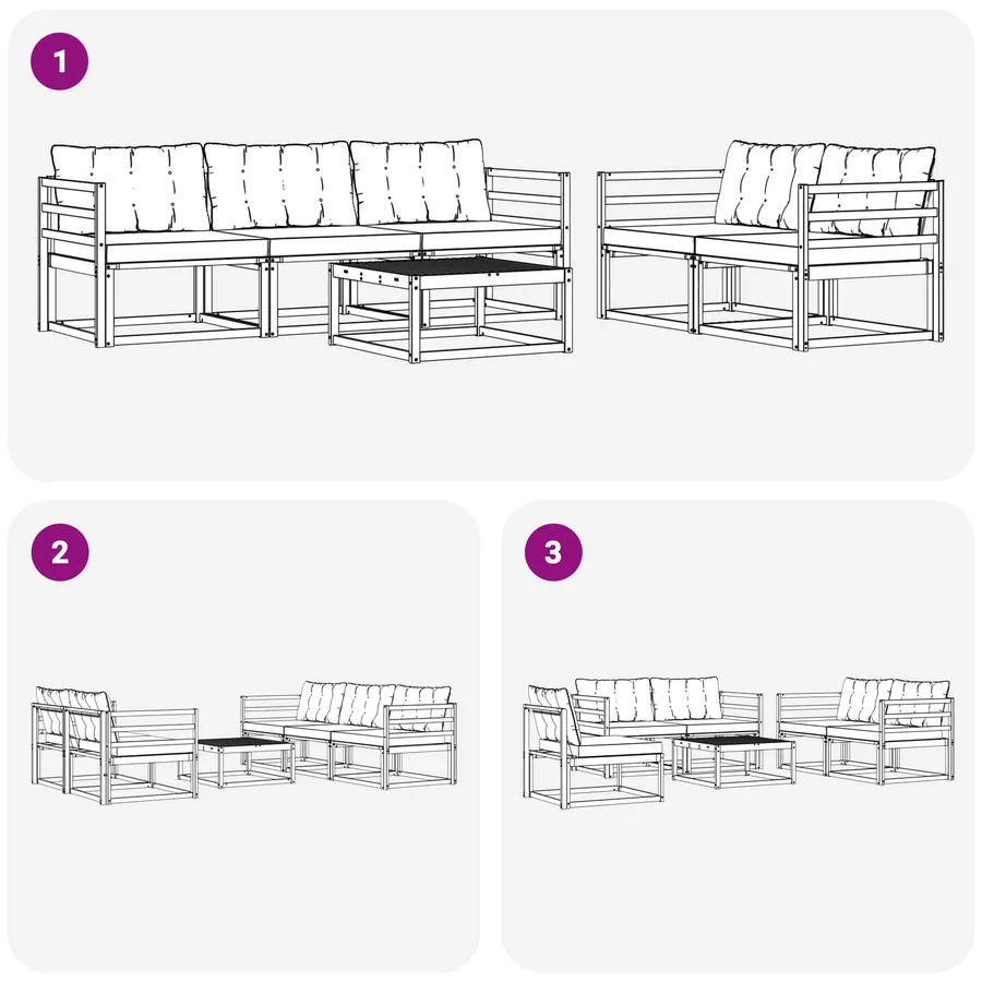 Ensemble de canapés d'extérieur 6 pcs Blanc et noir - 7