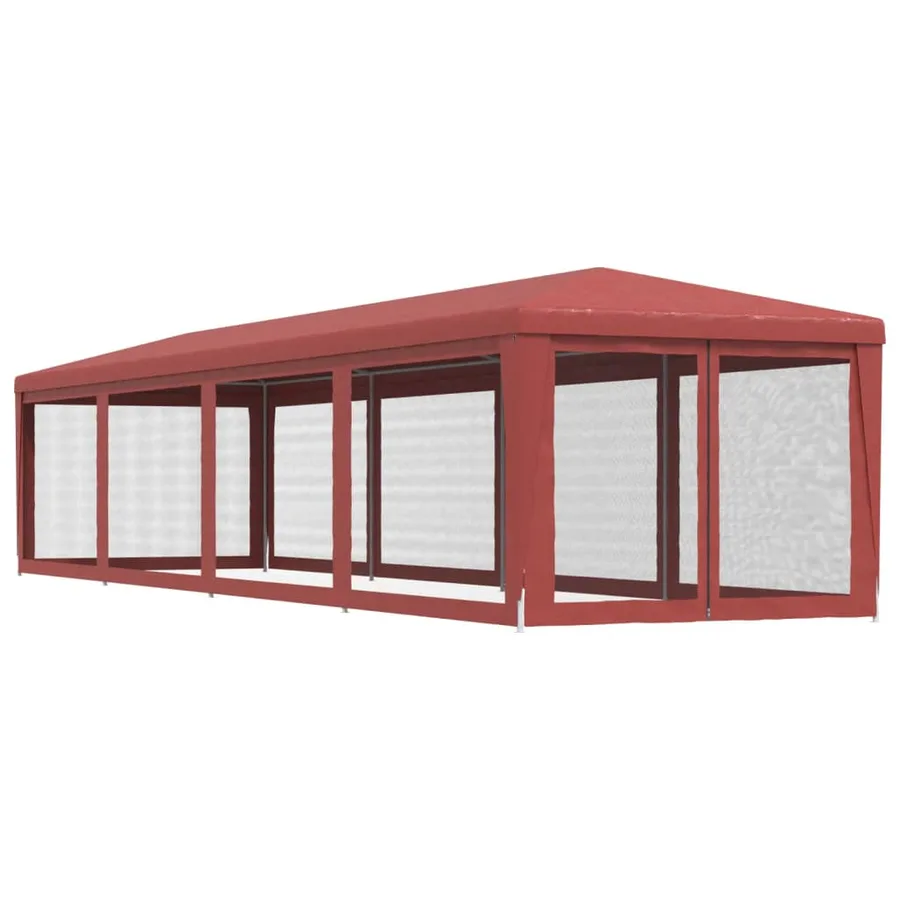 Tente de fête 10 parois latérales en maille Rouge 3x12 m PEHD - 5