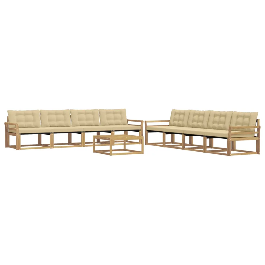 Ensemble de canapés d'extérieur 9 pcs Blanc et Beige - 2