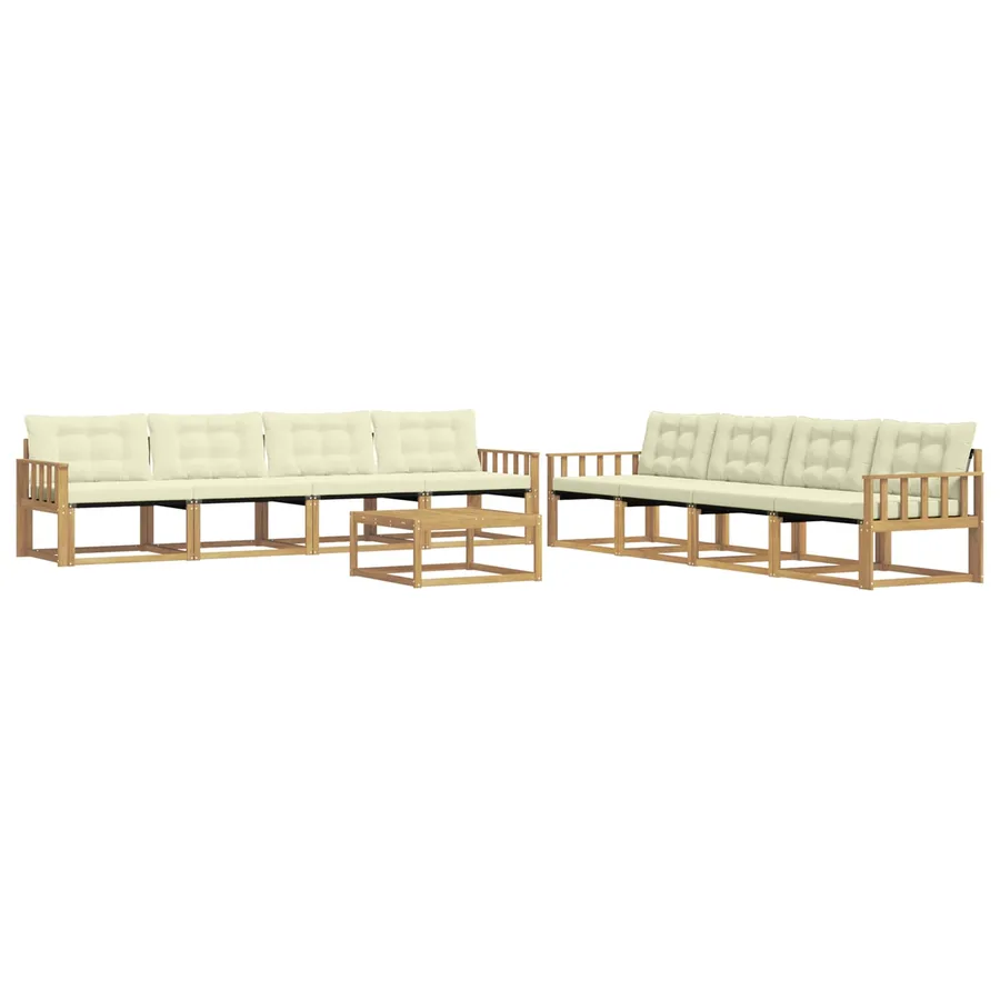 Ensemble de canapés d'extérieur 9 pcs Blanc et crème - 2