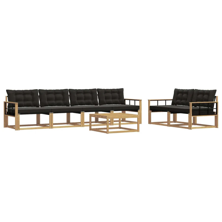 Ensemble de canapés d'extérieur 7 pcs Blanc et noir - 2