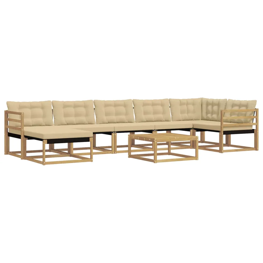 Ensemble de canapés d'extérieur 8 pcs Blanc et Beige - 2