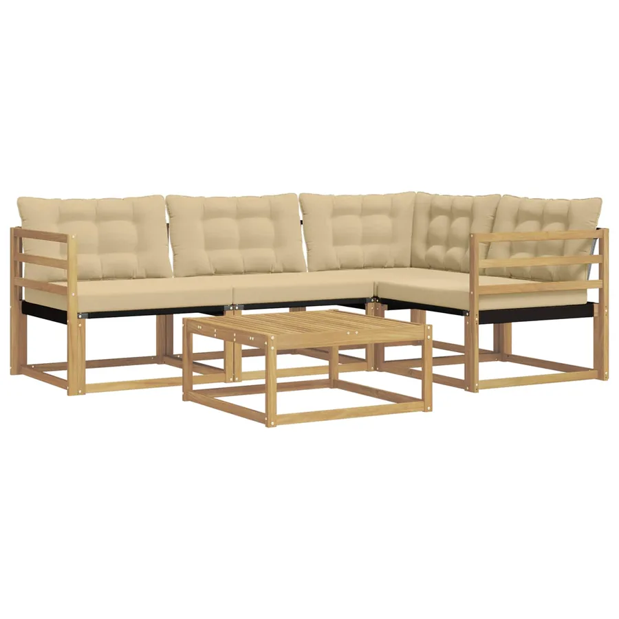 Ensemble de canapés d'extérieur 5 pcs Blanc et Beige - 2