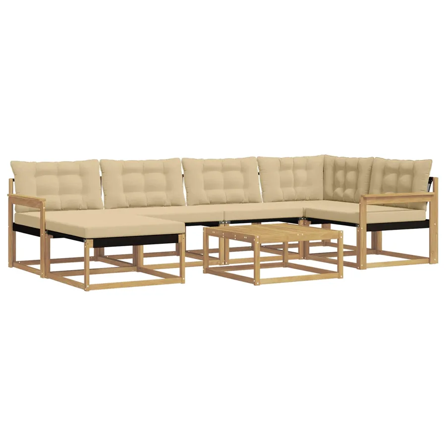 Ensemble de canapés d'extérieur 7 pcs Blanc et Beige - 2