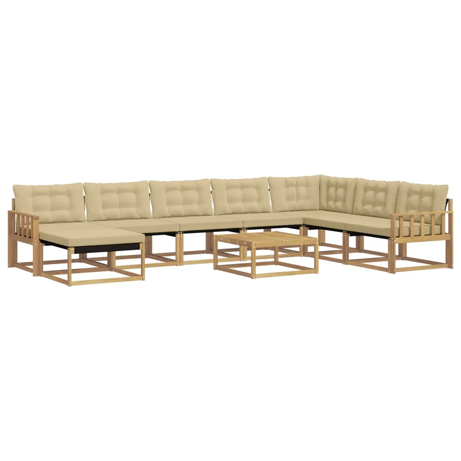 Ensemble de canapés d'extérieur 9 pcs Blanc et Beige - 2
