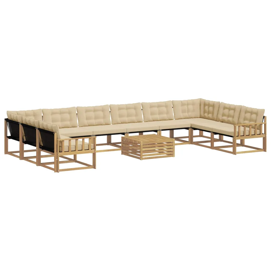 Ensemble de canapés d'extérieur 11 pcs Blanc et Beige - 2