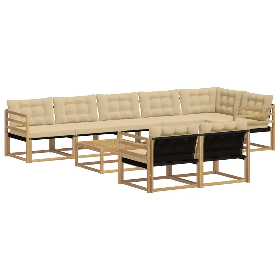 Ensemble de canapés d'extérieur 9 pcs Blanc et Beige - 2