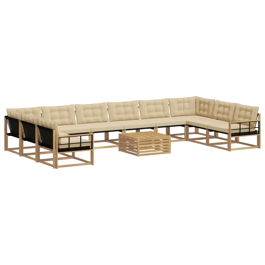 Ensemble de canapés d'extérieur 11 pcs Blanc et Beige - 2