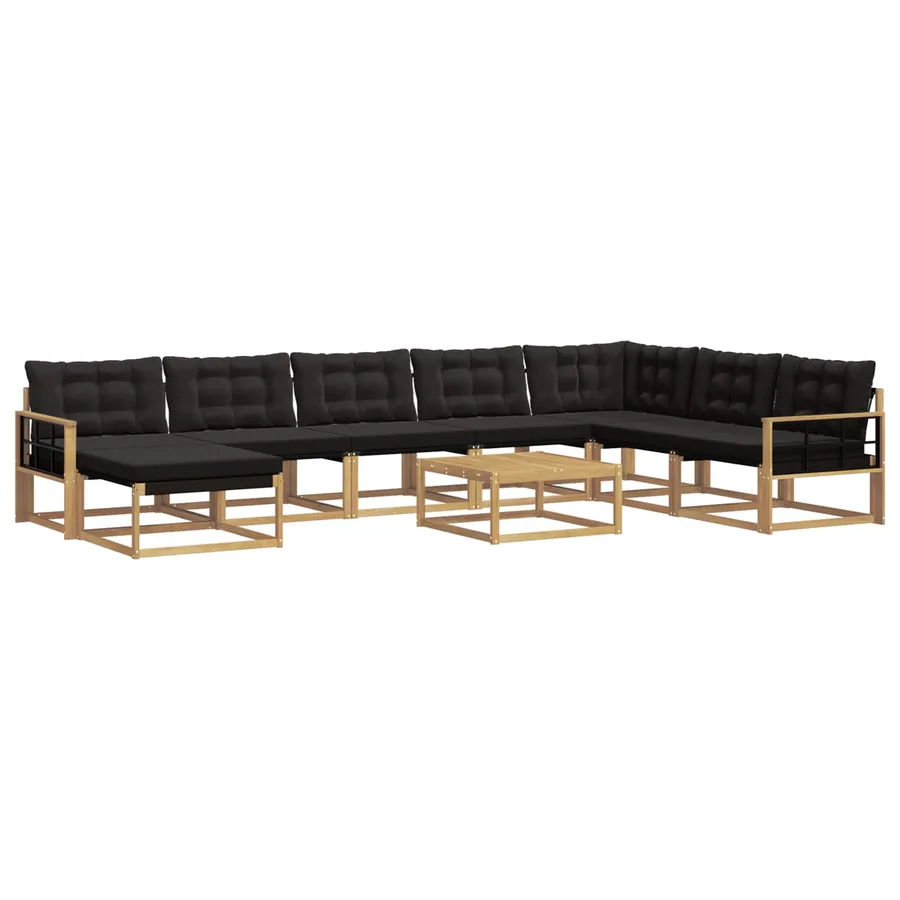 Ensemble de canapés d'extérieur 9 pcs Blanc et noir - 2