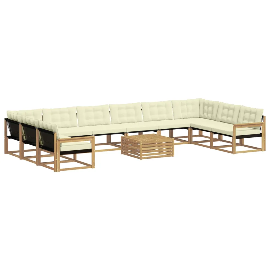 Ensemble de canapés d'extérieur 11 pcs Blanc et crème - 2