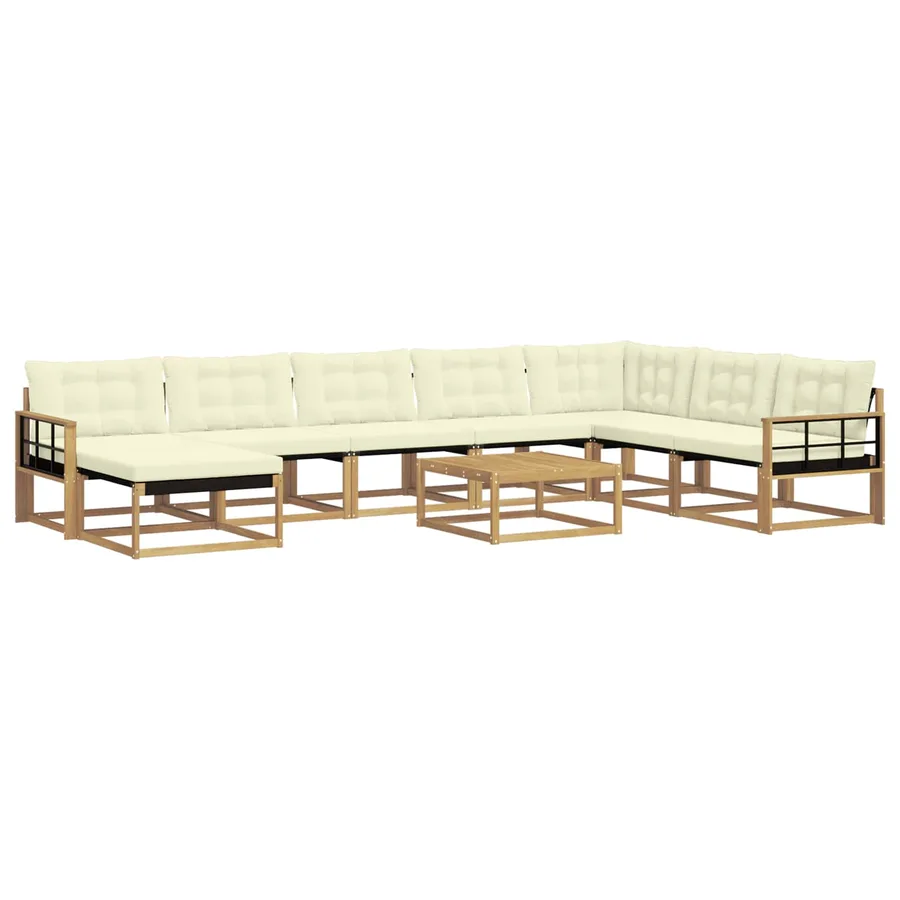 Ensemble de canapés d'extérieur 9 pcs Blanc et crème - 2