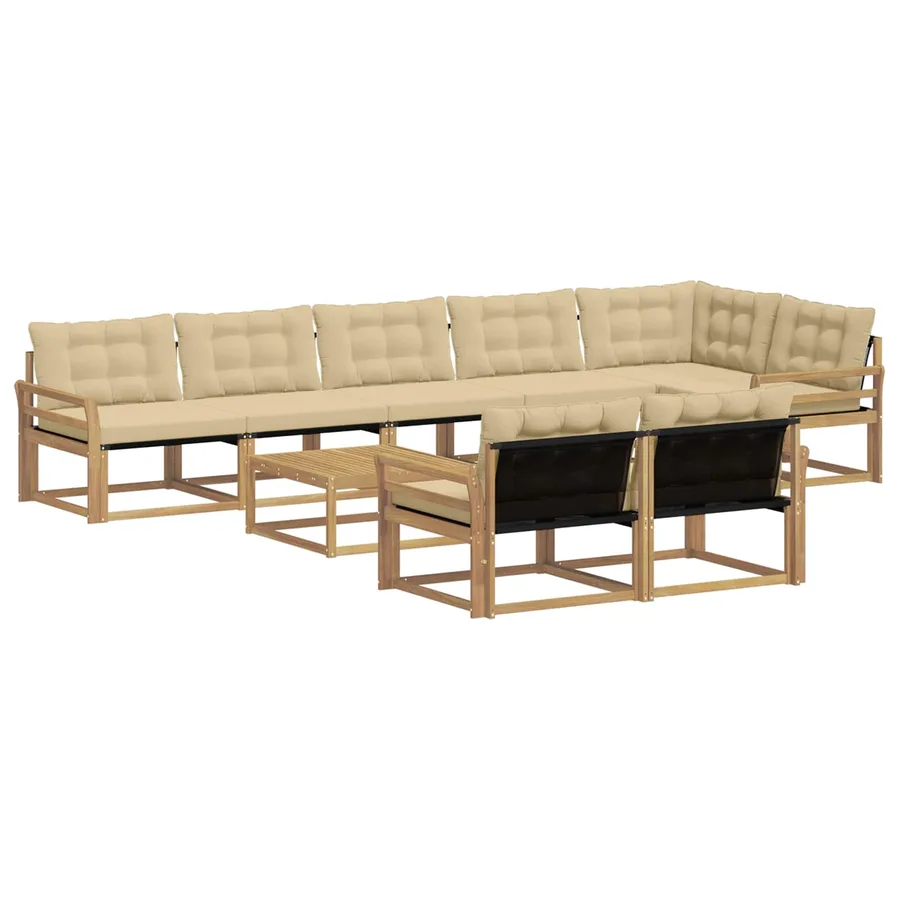 Ensemble de canapés d'extérieur 9 pcs Blanc et Beige - 2