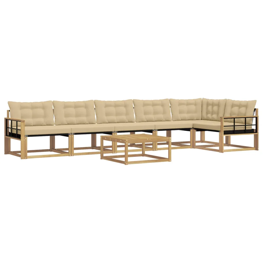 Ensemble de canapés d'extérieur 7 pcs Blanc et Beige - 2