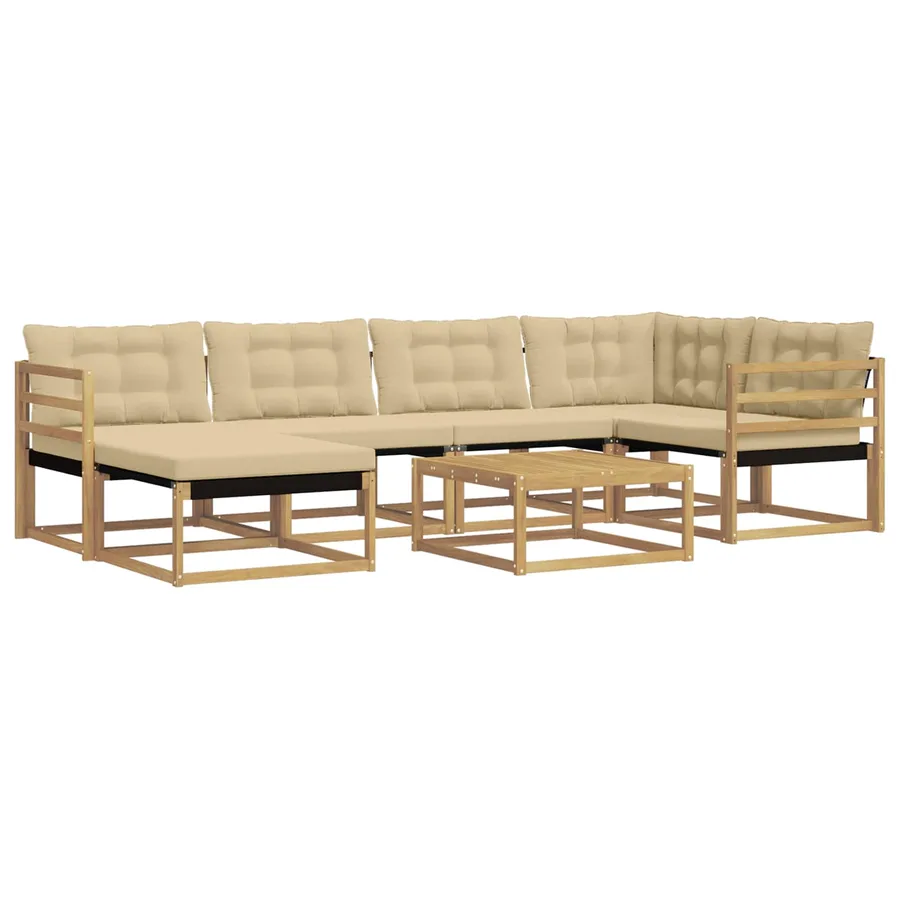 Ensemble de canapés d'extérieur 7 pcs Blanc et Beige - 2