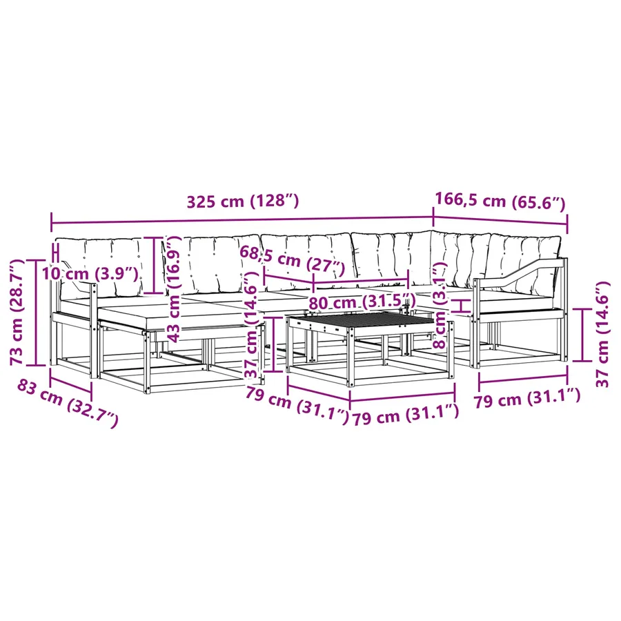 Ensemble de canapés d'extérieur 7 pcs Blanc et crème - 11