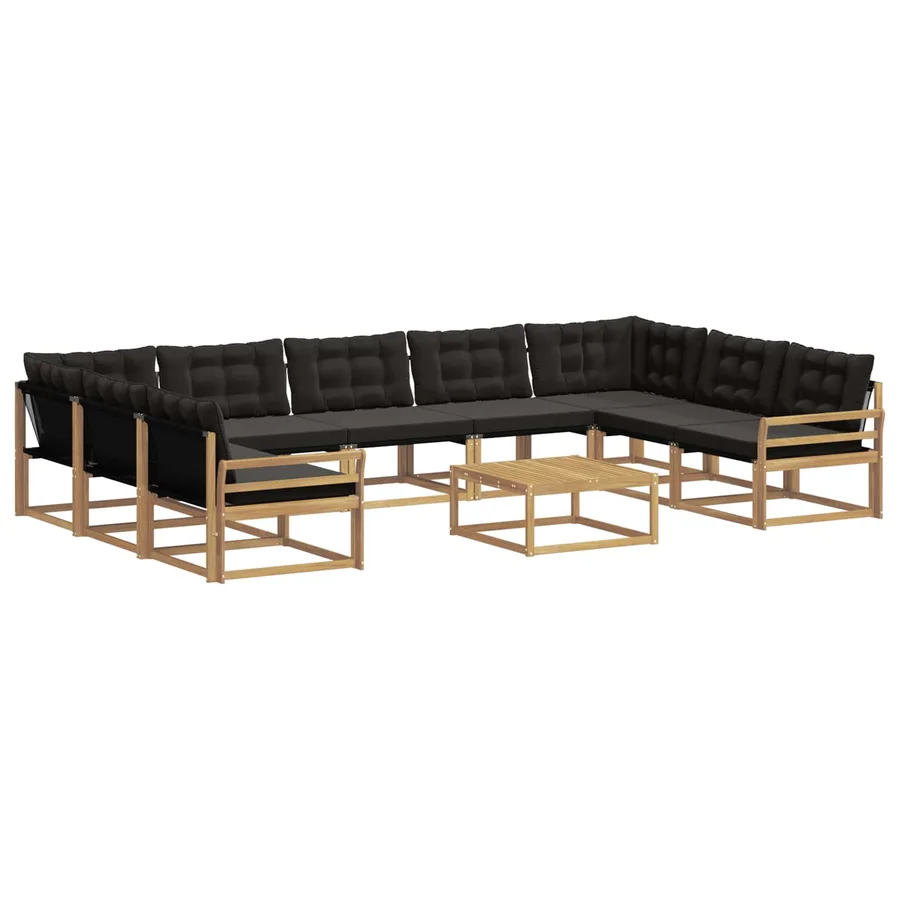 Ensemble de canapés d'extérieur 10 pcs Blanc et noir - 2