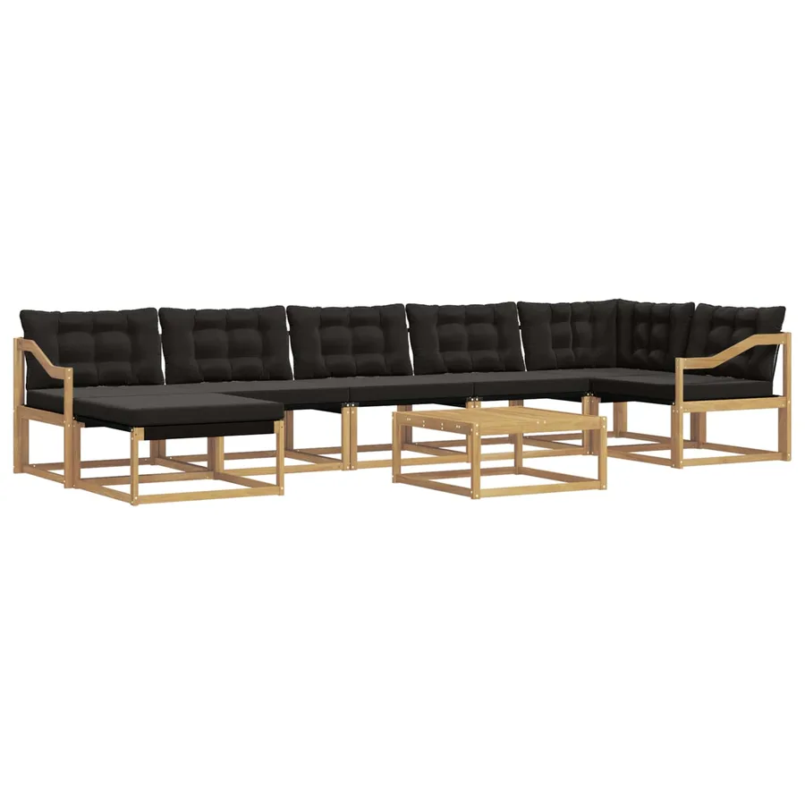 Ensemble de canapés d'extérieur 8 pcs Blanc et noir - 2