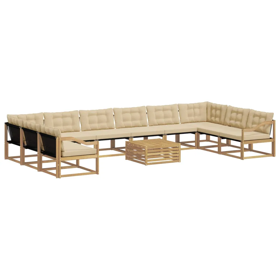 Ensemble de canapés d'extérieur 11 pcs Blanc et Beige - 2