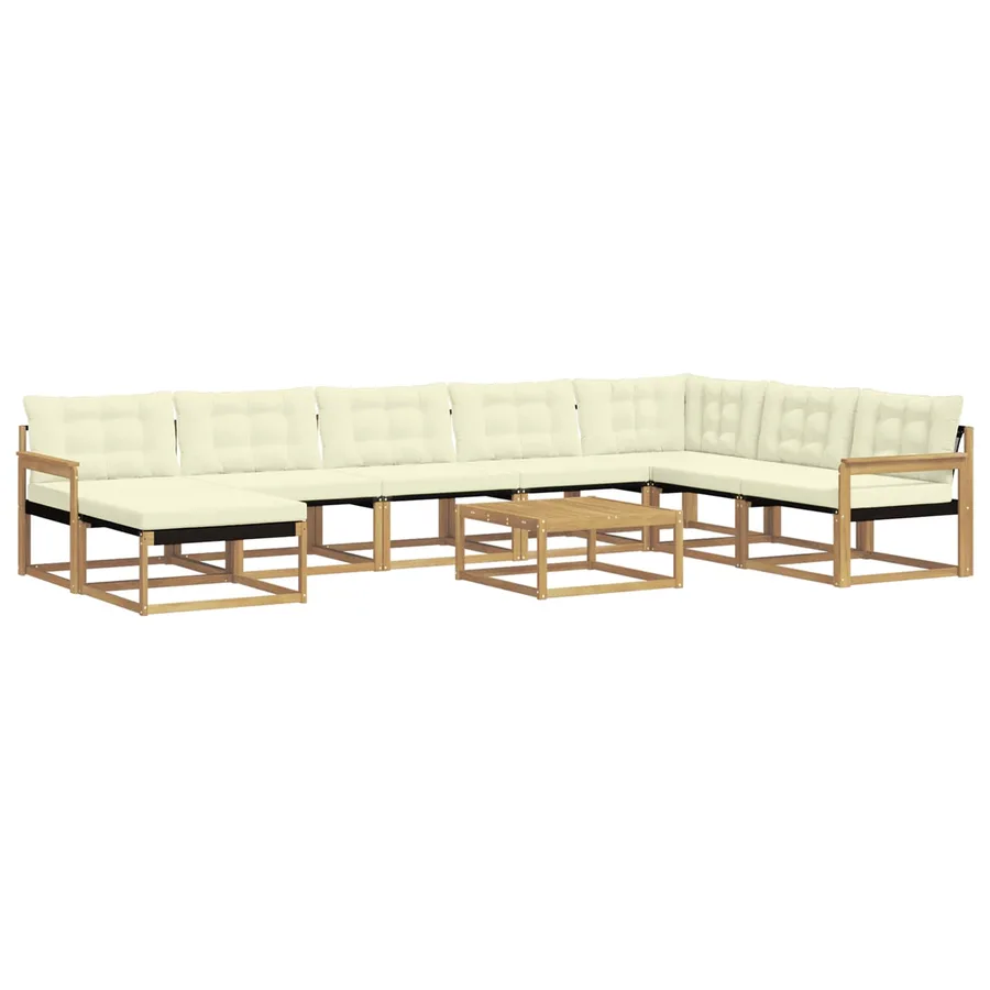 Ensemble de canapés d'extérieur 9 pcs Blanc et crème - 2