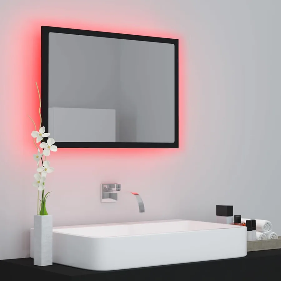 Miroir à LED de salle de bain Noir 60x8,5x37 cm Acrylique - 11